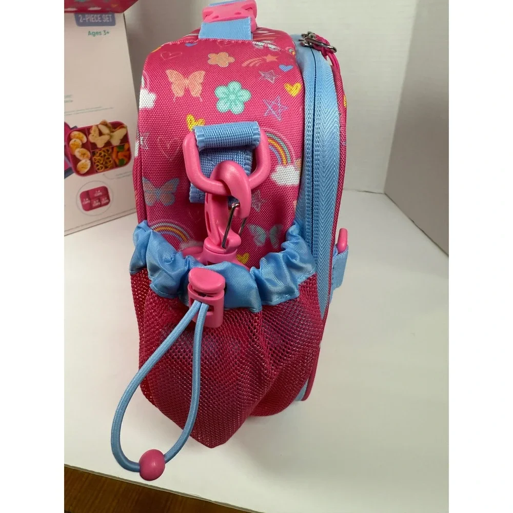 Bentgo Kids Lunch box Set Kids Pink New Rainbow Butterfly Insulated Leak-Proof